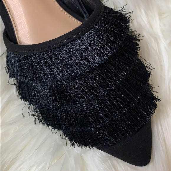 Who What Wear Black Fringed Mules - Picture 2 of 4